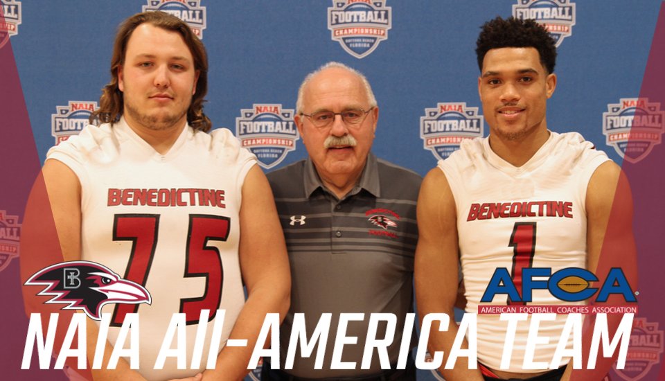 ravenathletics's tweet photo. .@RavenFootballBC: Bader, Jackson and Wilcox earn AFCA-NAIA postseason honors
 - https://t.co/BUiLkyBQFn https://t.co/JlhAClP5bL
