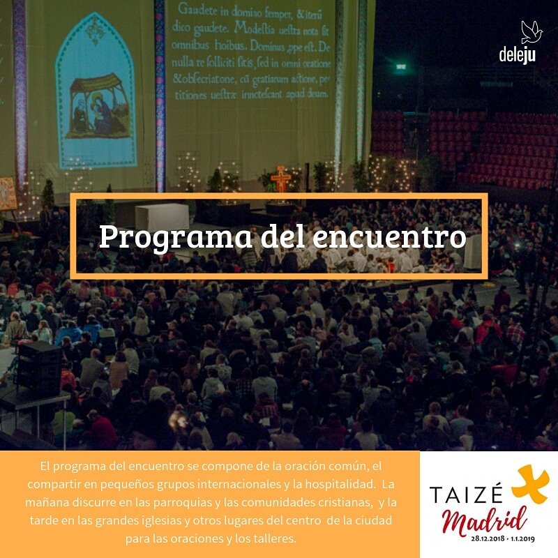 🎉🎉🎉¡Estás invitado/a a participar de todas las actividades!📲 Consulta el programa detallado en: 🙌taizemadrid.es/programa/
#taizeMadrid18