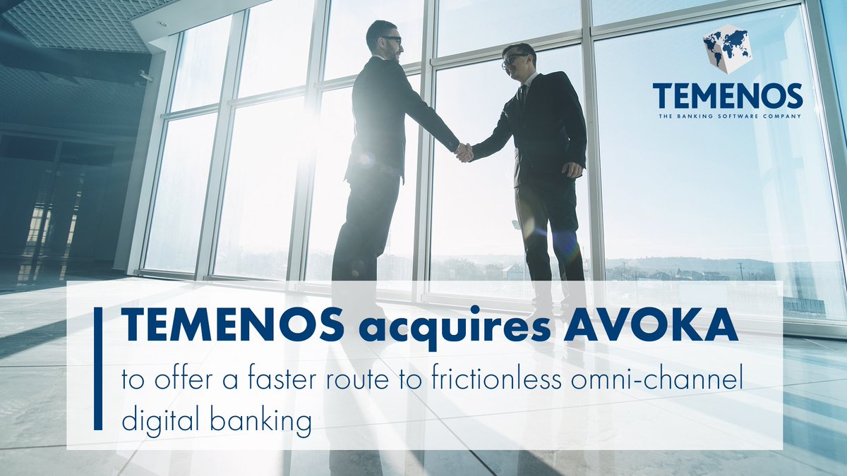 Temenos's tweet photo. Temenos acquires Avoka, a leader in digital customer acquisition and onboarding, reinforcing Temenos’ leadership position in the Digital Front Office space. Read more here: https://t.co/EVxKLdtgrn https://t.co/dcxmktdjKL