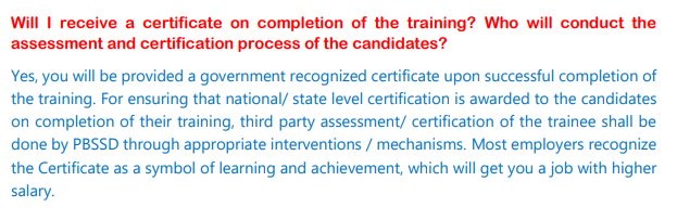 #FAQ: Will I receive a certificate on completion of the training? Who will conduct the assessment and certification process of the candidates?

Please find the response attached herewith. #PBSSD #UtkarshBangla