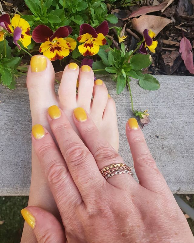 MiaReadsBooks's tweet photo. When you're feeling a little blue, a #manipedi &amp; #nailpolish in a favorite colour can help lift your spirits a little... #golden #yellow #shellac #handsandfeet #prettytoes #happyfeet #wonkytoe https://t.co/u9hS1RuK9C https://t.co/1r2kOvZG5P