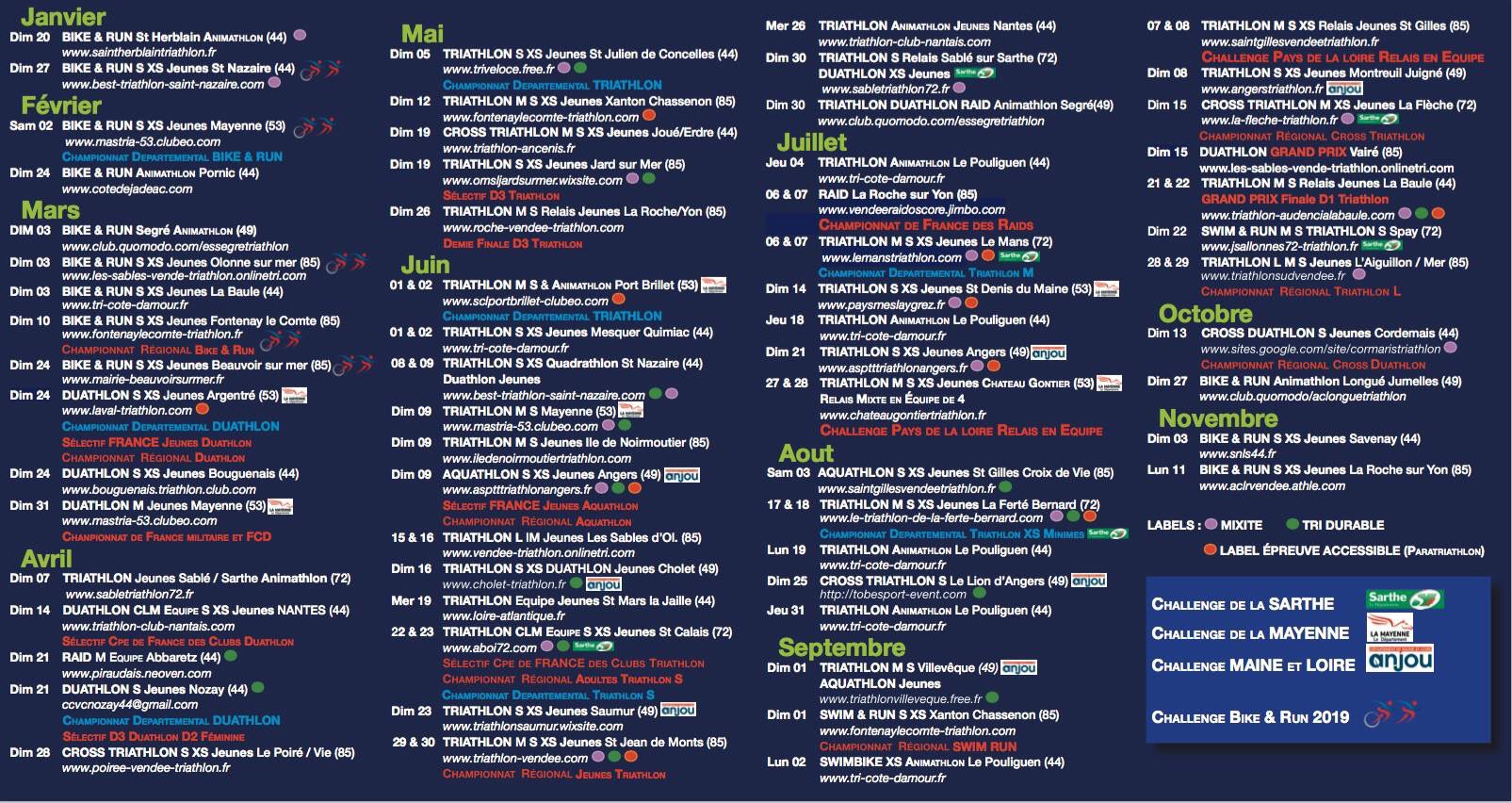 Angers Triathlon on Twitter: "Le calendrier de la ligue #triathlon des