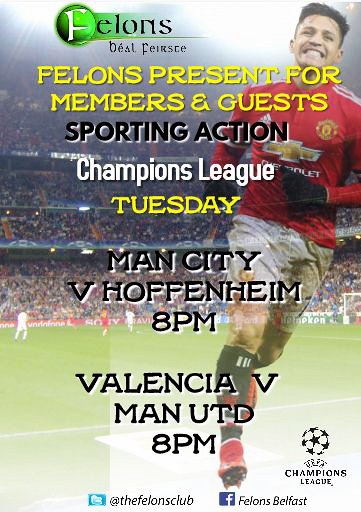 Felons Present for Members & Guests ** Sporting Action ** live on our HQ Screens #Football #LiveSport #ChampionsLeague