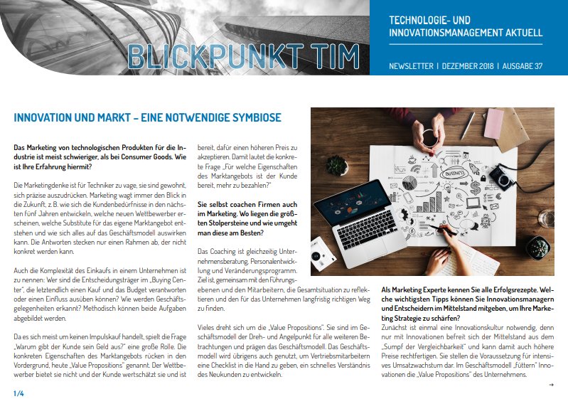 In unserem Dezember Newsletter: Interview mit Prof. Dr. Helmut Kohlert. Innovation und Markt, Schlüsselpartner für erfolgreiches Marketing im Mittelstand.

Wir wünschen Ihnen frohe Festtage und ein erfolgreiches Neues Jahr!

Hier klicken zum pdf:

tim-consulting.eu/newsletter-abo…