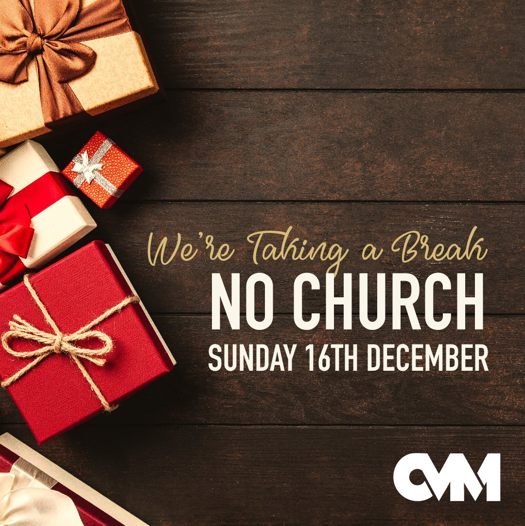 We're taking a break - NO Sunday celebration this Sunday 16th December. We are back next week (23rd December) for a Christmas Bring & Share, 10:15am at the Phoenix Centre (Prestwich). We look forward to seeing you then! #cvmchurch #church #familychurch #prestwich #manchester
