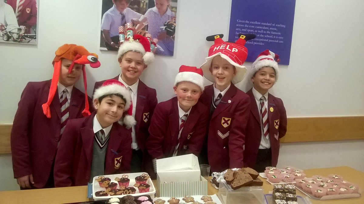 Christmas hats & cake sale - donations to @HorsleyBookRDA @guidedogs #schoolcouncil #charity