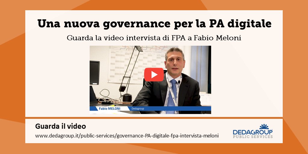 DEDAGROUP_ICT's tweet photo. Come realizzare una nuova #governance della #PA #digitale? Pubblichiamo il primo estratto della video intervista a @fabiomeloni71, realizzata da @FPA_net a commento e sintesi del Cantiere #IT Governance. Vai al video > https://t.co/X9JO0cqEU0 #CantieriPA #FPAcommunity https://t.co/MzrwU10zEf