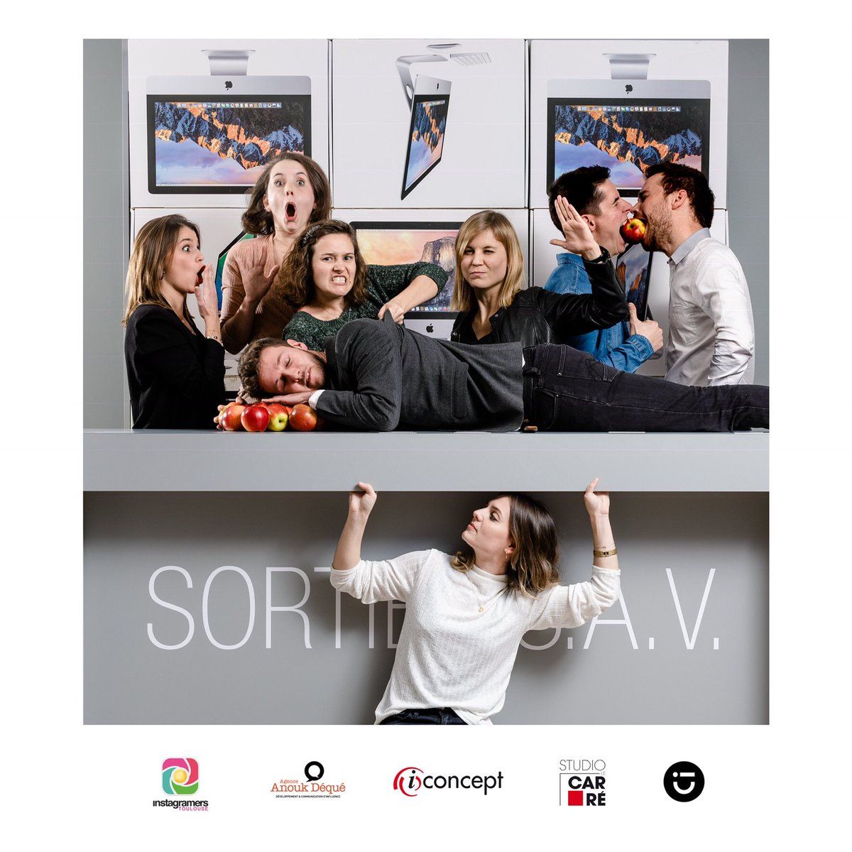 Morgane_Rzs's tweet photo. #ToulousePleinEcran 

Hier soir, c’était la première expo photo sur écrans organisée par @AgenceADeque et @IgersToulouse et c’était chez @IconceptTLS 📱🖥 

Un merci à Studio Carré pour cette photo complètement... débile ! https://t.co/m875n1VcSg