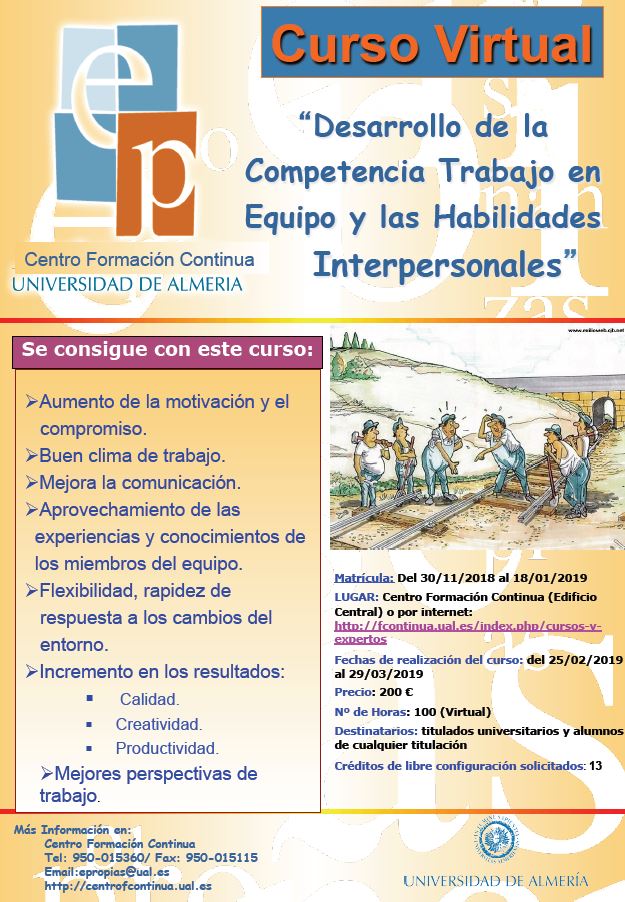 centrofcontinua's tweet photo. Abierta la matriculación del Desarrollo de la Competencia Trabajo en Equipo y las Habilidades Interpersonales. 7ª Edición
https://t.co/VgtS0MA66c https://t.co/EVLjqZig3h