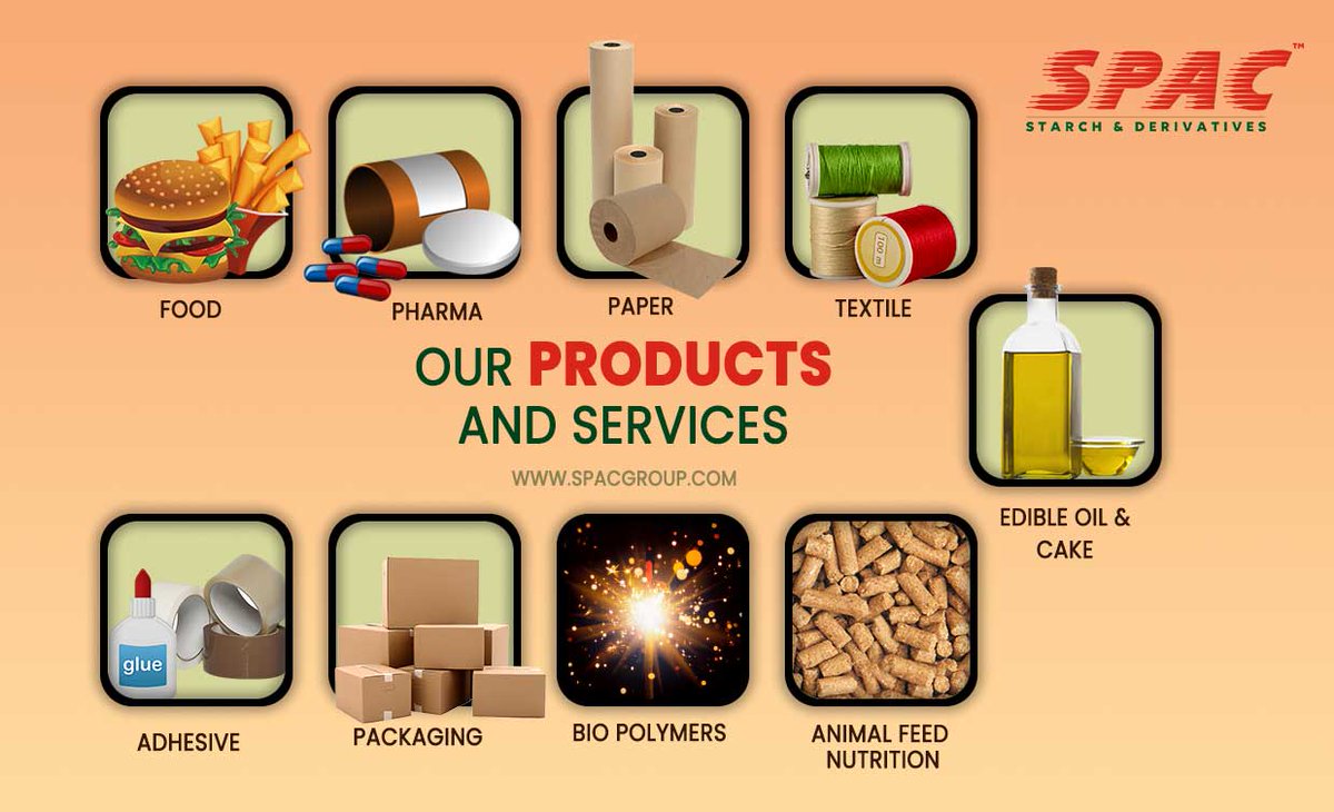 SpacStarch's tweet photo. We are in the process of providing unique starch products in 🍝 Food, 🏩 Pharma, 🧥 Textile, 📄 Paper, 📦 Packaging and more industries!

Look at our wide range of products @SpacStarch -https://t.co/biTjuPFCAx

#SPAC #Starch #Food #Pharma #Paper #Textile #Packaging #Adhesive https://t.co/gCw3YBcwV9