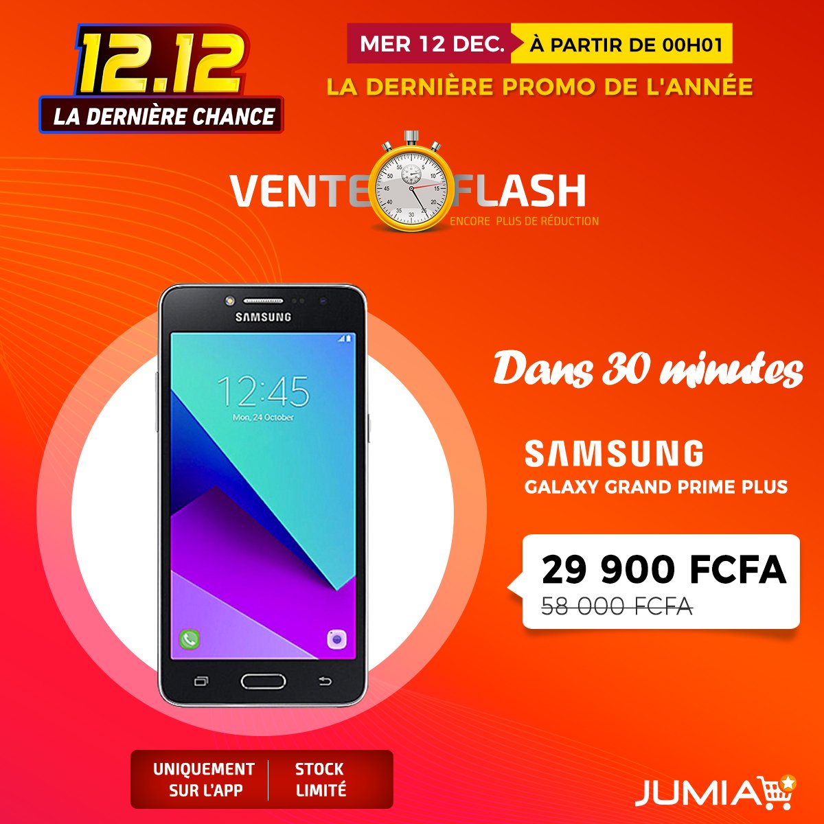 Jumia Senegal On Twitter Dans 30 Minutes Commenceront Les Ventes Flash De La Dernierechance Avec Le Samsung Galaxy Grand Prime A 29 900f Des 10h Sur L Application N Oubliez Pas Seules 10 Pieces Disponibles