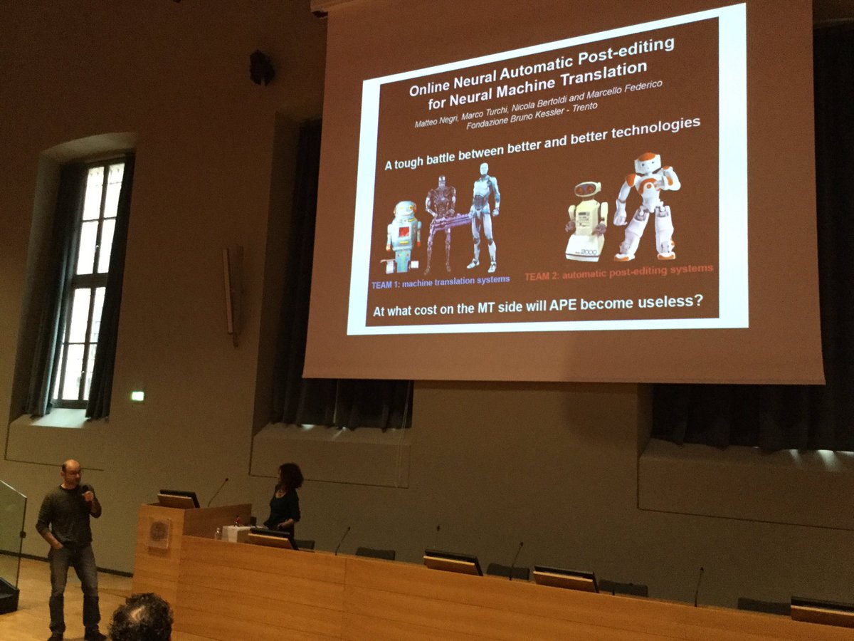 DH_FBK's tweet photo. Third poster booster session #CLiCit2018: extracting and linking information in the archeological domain, classification of newspaper news, word embeddings in sentiment analysis, online post-editing for #MT @ItaliaNLP_Lab @fbk_mt @negri_teo https://t.co/LRpUiArQtU