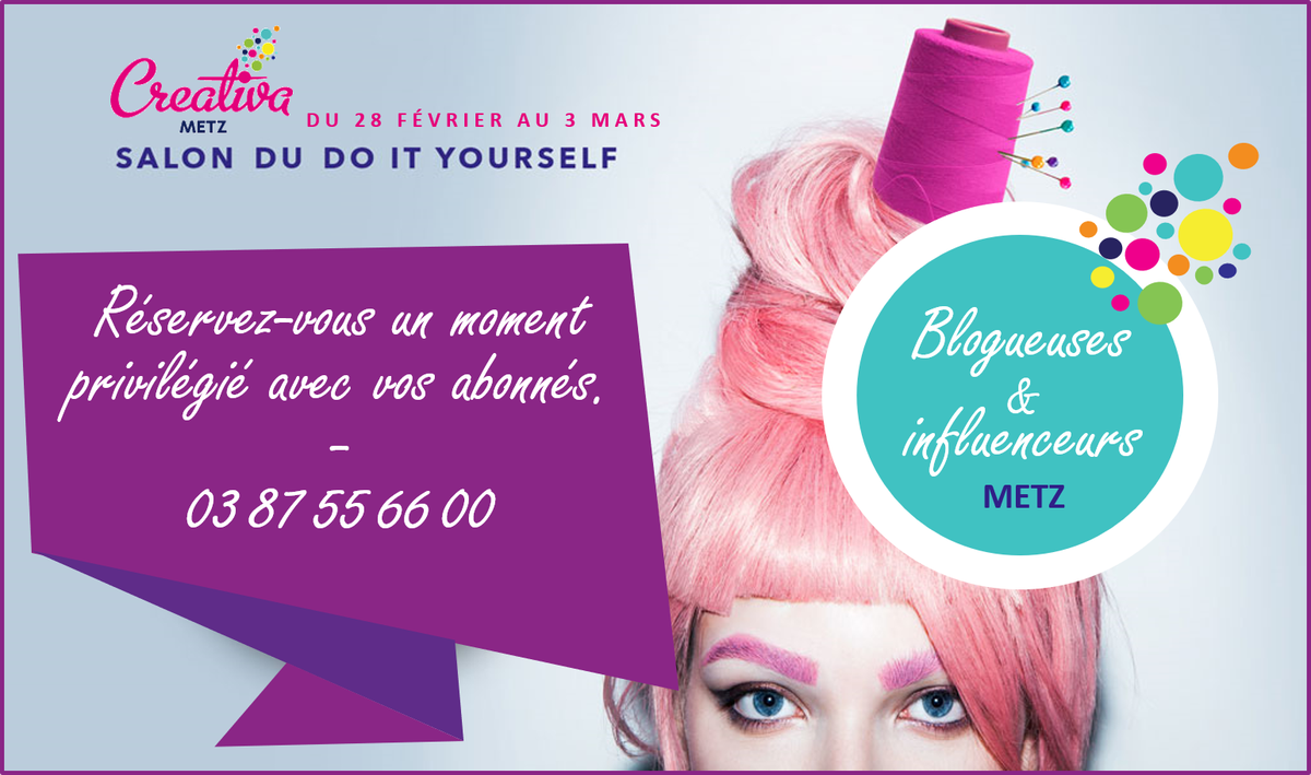 MetzExpoEvent's tweet photo. #influenceurs Nous vous offrons un espace au Salon #creativa #Metz pour partager un instant privilégié avec vos abonnés ! Démonstrations, conseils, astuces pour un moment d’échange et de partage au-delà de la « toile » ! Plus d'infos : 0387556600 - anna.weber@metz-expo.com https://t.co/M8q6DG47E9