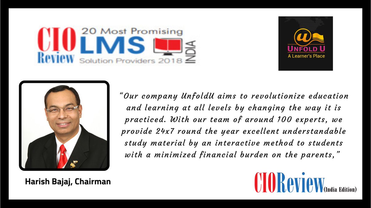 CIOTech_Outlook's tweet image. .@UnfolduOnline: Delivering Advanced and Quality #Education at Economical Cost - bit.ly/2GakEMh

#OnlineStudyMaterial #OnlineEducation