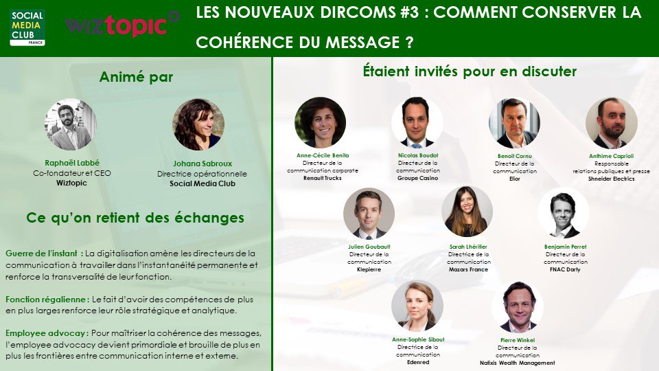 SMCFrance's tweet image. [A LIRE] Le CR public de notre cercle Dircoms #3 - Comment assurer la cohérence du message face à la multiplication des contenus et des canaux ? bit.ly/2C6tfvu
avec @AS_Sibout @boudot @winkel
@juliengoubault @SarahLheritier
@PerretBenjamin @AnthimeCaprioli
@benoitcornu