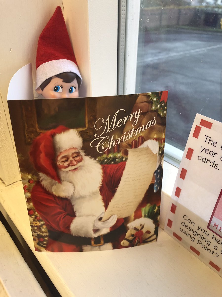 KirktonPS's tweet photo. Elfie has been looking at our Christmas cards this morning. The elves need some help to create e-cards. P1-3 are using their Paint @microsofteduk skills to create Christmas cards #ElfSTEAM #STEAM #ElfontheShelf #DigiLearnScot #MicrosoftSchool #ShowcaseSchool https://t.co/seGPj7MLgI