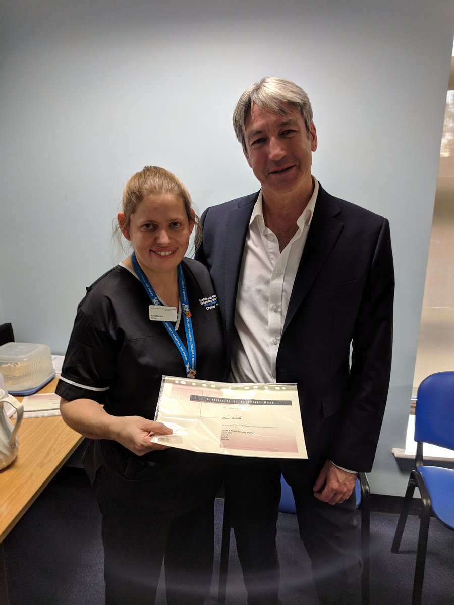 Congratulations to Paul Grant for 5 years of volunteering at Cromer Hospital. #Cromer #teamCromer #teamNNUH  <a href="/nnuhvolunteers/">NNUH Volunteers</a> @nnuh