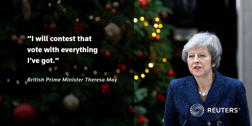 Theresa May's future as Britain's prime minister is on the line. Watch our latest report on the make-or-break confidence vote: https://reut.rs/2RUfN32 #Leadershipchallenge #NoConfidence #Brexit