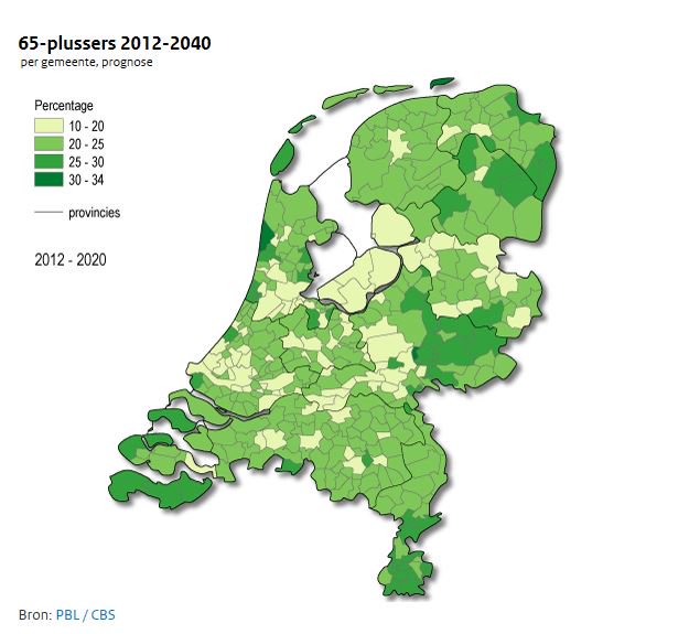 Trend: Verschillen in vergrijzing per #gemeente in 2040 groter dan nu. Meer weten over cijfers en achtergronden? Kijk op: bit.ly/2P3rW7U ism <a href="/Leefomgeving/">PBL</a> en <a href="/statistiekcbs/">CBS</a>