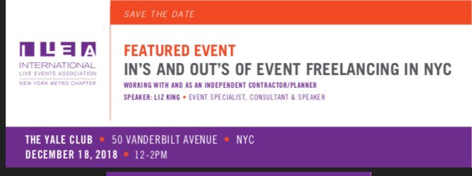 ILEA_nyc's tweet photo. Lunch &amp; Learn. Tuesday Dec. 18 at The Yale Club. Liz, the lead at @lizkingevents  is moderating a round table discussion On Independent Planners, Freelancing and assorted business tips. 
@YaleClubNYC #ileanyc #myilea
Tickets Here:

https://t.co/VrthO51091 https://t.co/SuRR11ASYf