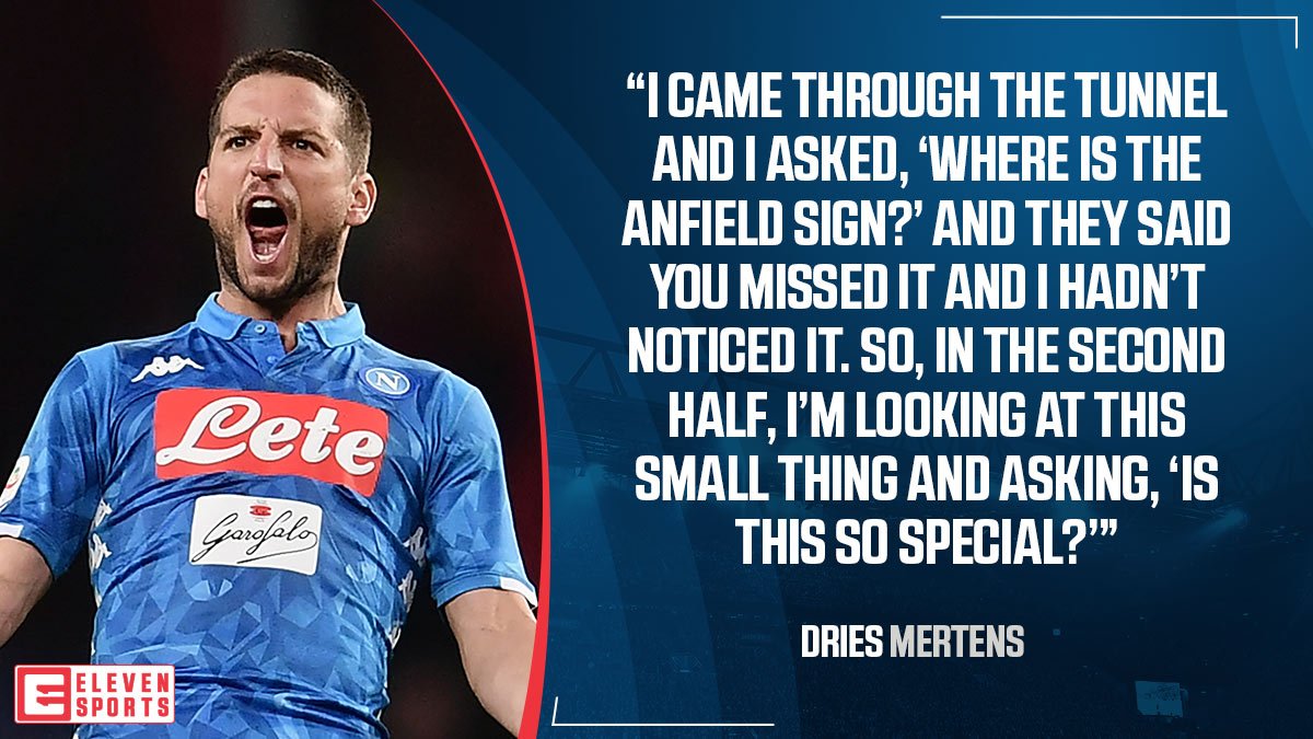 | 👀 |
Safe to say Napoli’s Dries Mertens wasn’t impressed with Anfield on his first visit…
Wonder how he found the #LFC experience last night 🤔
#UCL