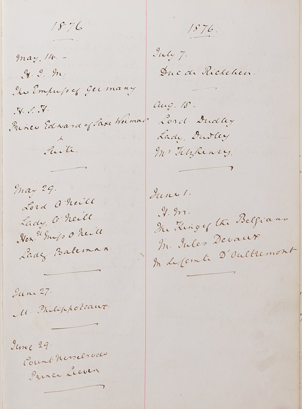 WallaceMuseum's tweet photo. More tidbits from our #WallaceLibrary | The Hertford House Visitors Book displayed in our current exhibition features several well-known figures from the 19th century, including the Empress of Germany, Victoria the eldest daughter of Queen Victoria #RW200 https://t.co/eOfH1ULjgk