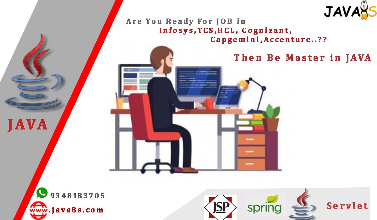 pythontpoint's tweet image. "Are you Ready For Job in Infosys, TCS, HCL, Accenture, Capgemini then Be Master in JAVA."
#JavaTutorial #JavaProgramming #JdbcTutorial #servletTutorial #SpringTutorial #JspTutorial #silantechnology #java8s
For more detailed
web: java8s.com