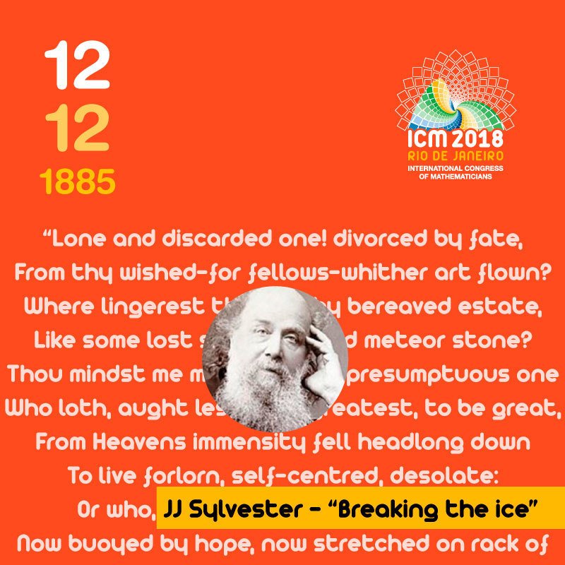 Time Tunnel... | In order to “break the ice” in his inaugural lecture on December 12, 1885, as a Savilian Professor of Geometry at Oxford University, JJ Sylvester decided to present the students with the reading of his sonnet ► bit.ly/2SFsMpd