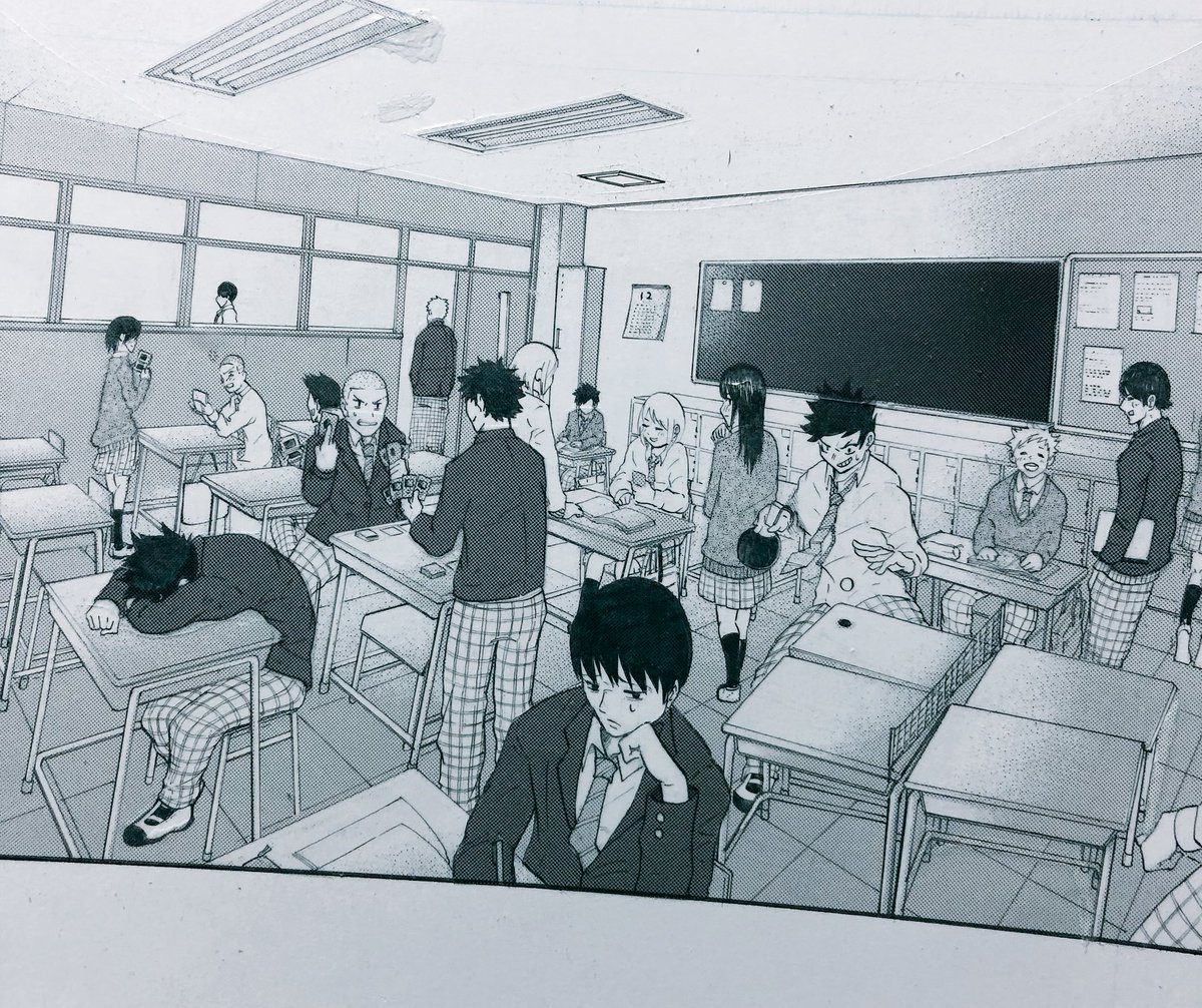 (21)試練の間①
T に空達が通う学校の日常風景(休み時間)を描かせてみた。
ほとんどの新人がやってしまう、ただそこに人物を配置すれば良いという無機質で生活感の全くない絵(記録し忘れた)をデフォルトの様に彼は描いてきた。
没に没を重ね(計3日)、完成した絵がこちら。
T は経験値1を取得した。