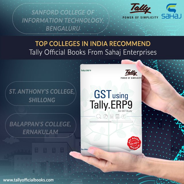 BooksTally's tweet photo. Top colleges in India recommend Tally Official Books from Sahaj Enterprises

Here are some top colleges that recommend Tally Official Books to its students

• St. Anthony's College, Shillong, 
• Sanford College of Information Technology, Bengaluru
• Balappan's College, https://t.co/RLHtpXukAL