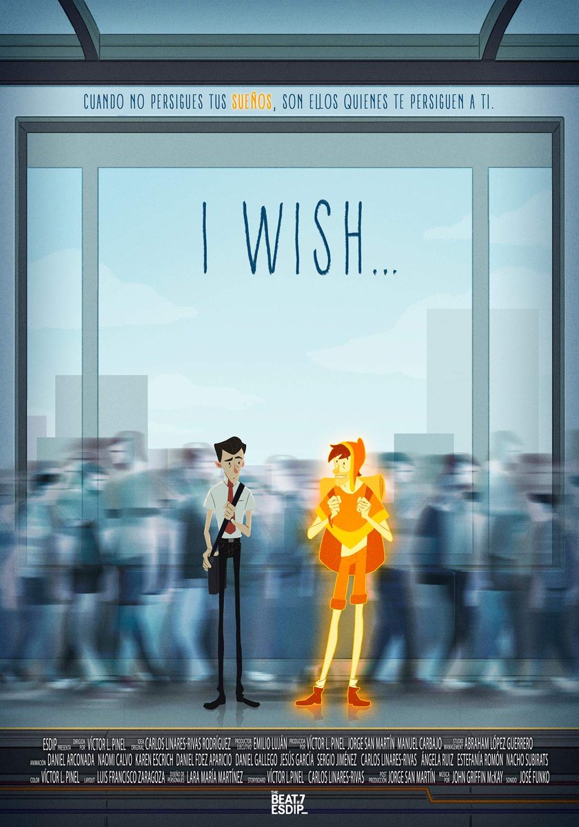 Enhorabuena a nuestra productora The Beat #7 @ESDIP y al equipo de 'I wish...' con @VictorLPinel como director, por su nominación a Los #Goya2019 como Mejor Corto de #Animación 😊🎉🎉 #IwishalosGoya