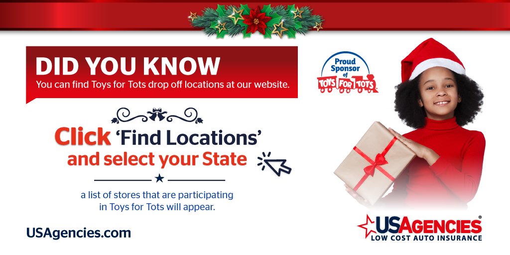 USAgencies_'s tweet photo. “USAgencies is a proud sponsor of Toys for Tots. Visit our website to search for our toy drop off locations.”
https://t.co/llK8Wo0FR7 https://t.co/YHtAZOobIt
