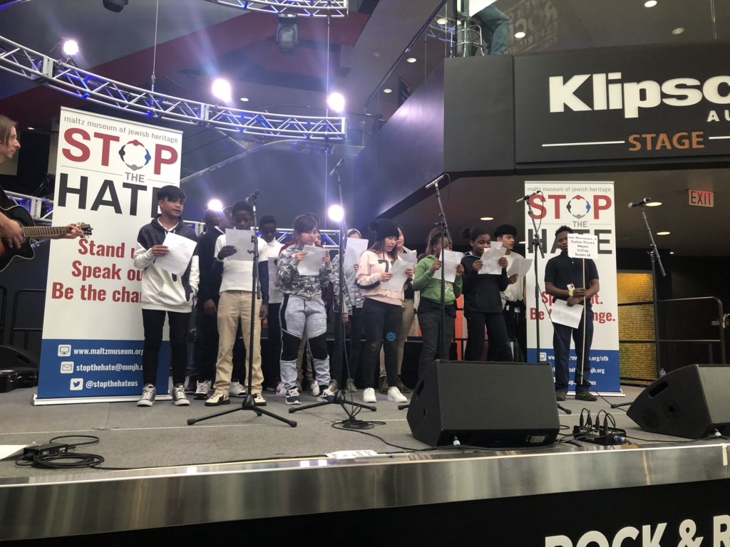 stopthehateUS's tweet image. Students from International Newcomer Academy take the stage at @RockHall as part of @MaltzMuseum #StopTheHate Youth Sing Out. The original song penned with a teaching artist form @ClevelandROAM shared their own struggles as refugees &amp;amp; hope for a new life in America. Bravo!
