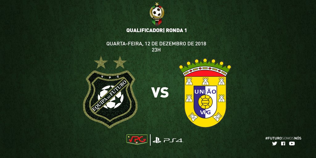 🏆Qualificador Primeira Liga <a href="/VPGPortugal/">VPG Portugal Official</a>
📋 Grupo 7 | Ronda 1
📆 Quarta-feira, 12 de Dezembro 2018 | 23h
⚽️VPG Equipa do Futuro 🆚️ VPG União de Almeirim

#FuturoSomosNós
#WhereTheChampionsPlay
#VPG
#QualificadorPrimeiraLiga