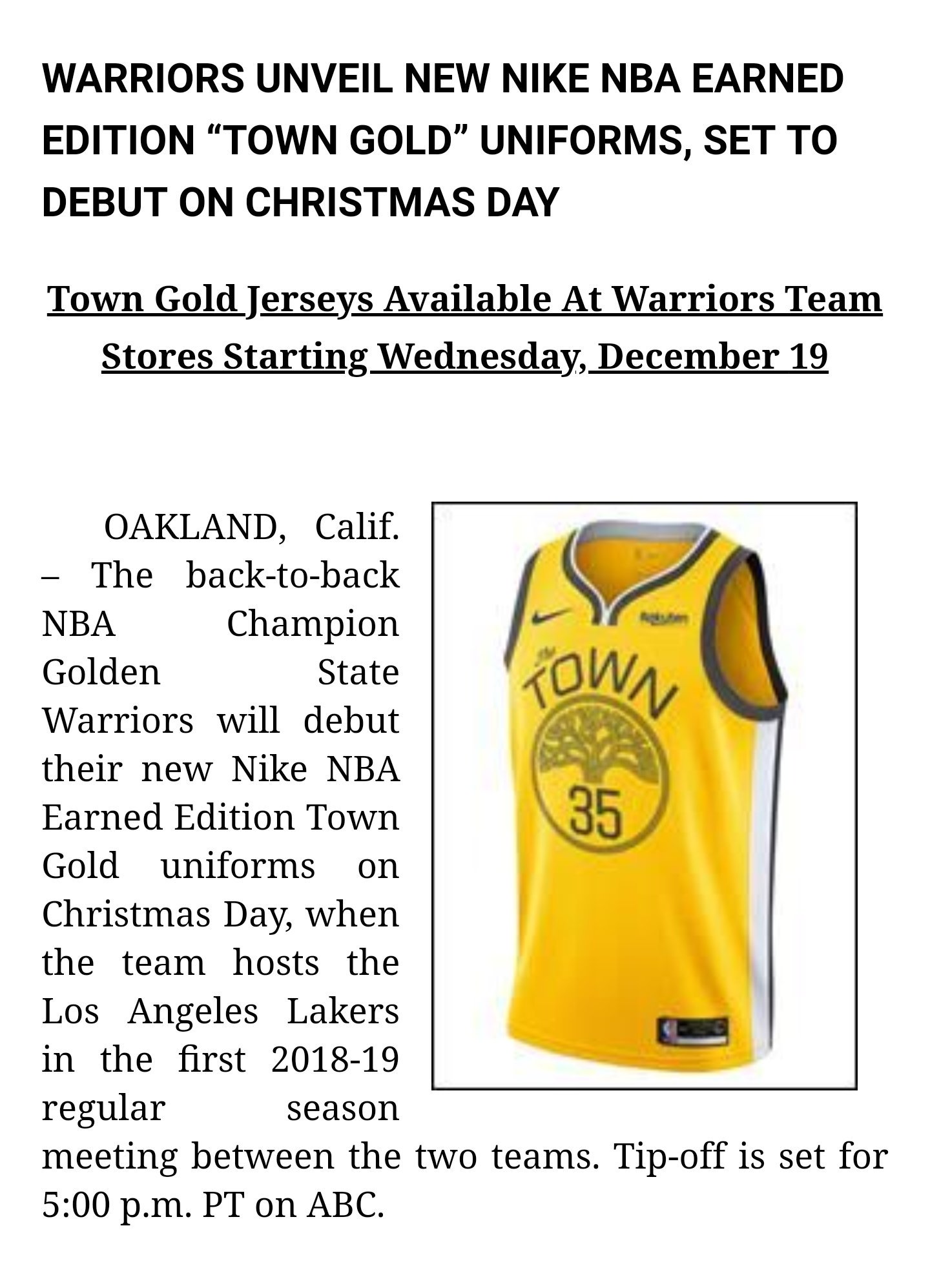 the town gold jersey