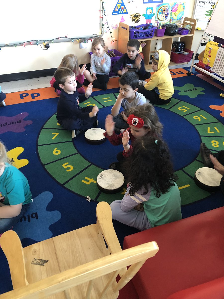 MusicClass109's tweet photo. PreK fun!  Hand drums and the poem “Kwanzaa Time.” Working on sharing while we play. Fabulous! @Interboro_Music  @Kacademy123 @Hurray4PreK https://t.co/zJKxVj7fWi