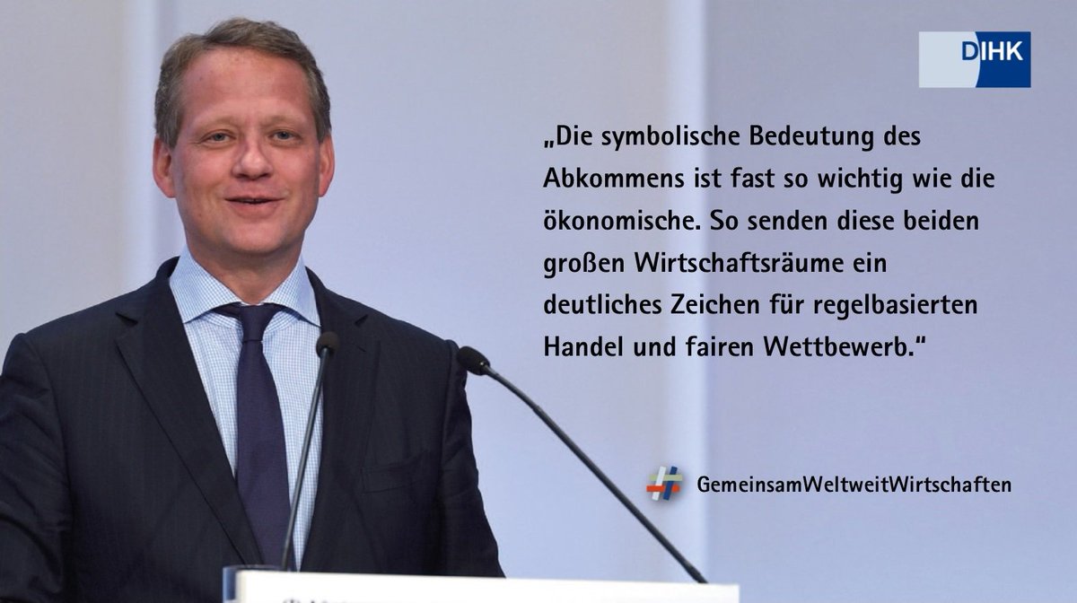 DIHK_News's tweet photo. Zustimmung des @Europarl_DE zum EU-Japan #Handelsabkommen ist ein wichtiger Schritt. Immerhin ist #Japan der zweitwichtigste Wirtschaftspartner Deutschlands im asiatischen Raum. Rund 450 deutsche Unternehmen sind dort aktiv. DIHK-Präsident Eric  Schweitzer zum Abkommen: https://t.co/ZYvIv6z4Sy