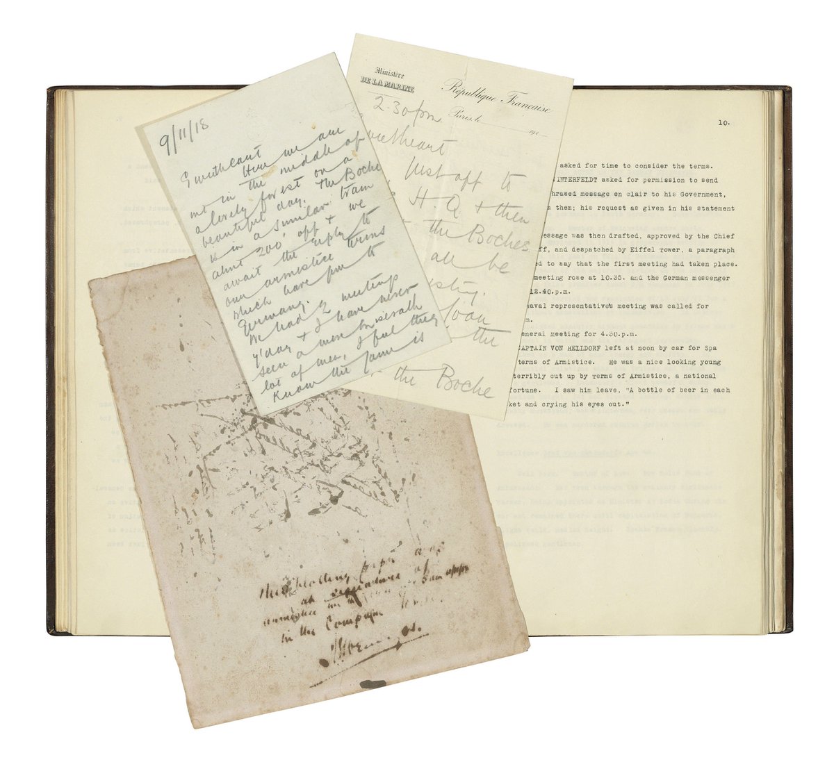 ChristiesInc's tweet image. #AuctionUpdate A collection of Captain Jack Marriott's letters, typescript and other ephemera give a remarkably vivid account of the atmosphere and personalities of the Armistice negotiations. These eye-witness materials achieve £15,000 at today's auction. #Christies #London