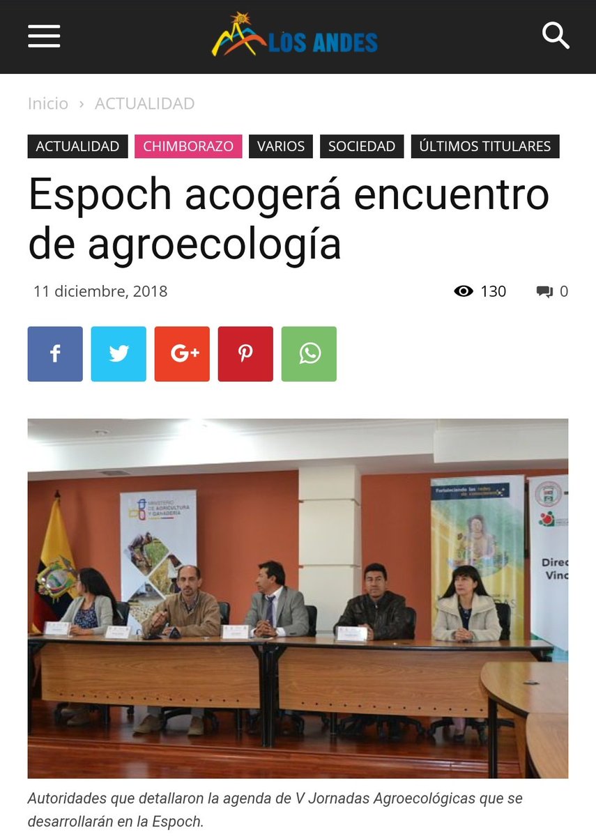 AgroecologicoEc's tweet photo. |Noticia| @EspochRio acogerá encuentro de Agroecología en @diario_losandes link >https://t.co/r3ekH1C9HO< V #JornadasAgroecologicas por un #ChimborazoSostenible - #AprendizajeColectivo @EduSuperiorEc @AgriculturaEc @AgriculturaChim @LupeRuizChavez1 @GortaireRober #Riobamba https://t.co/gwD2JqbX6f