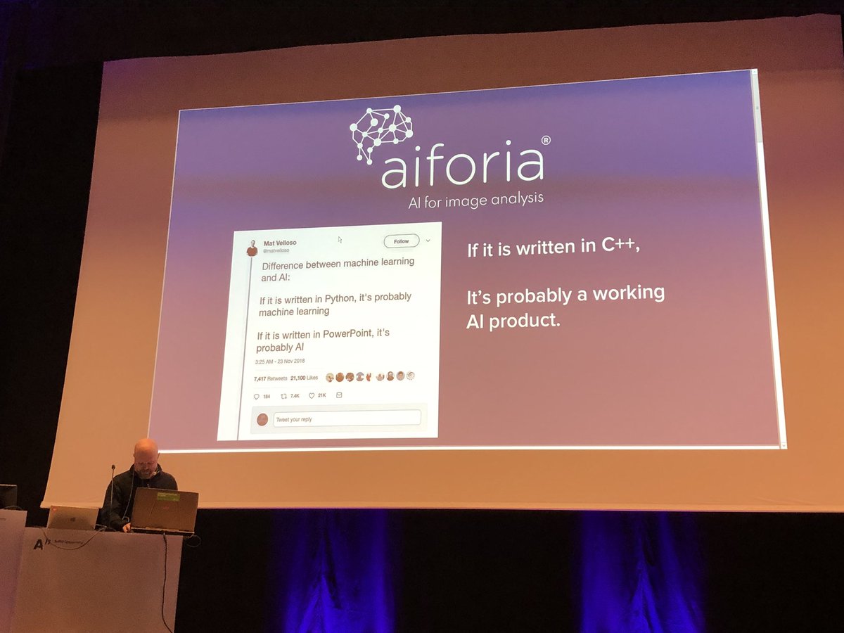 LauriLoven's tweet photo. #aiforia enables domain experts train AI models, get rid of those expensive data scientists. #AIDay2018 @RopponeTuomas https://t.co/6HFrJLLThE