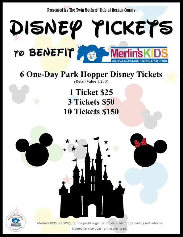Merlins_Kids's tweet photo. Buy Raffle Tickets for Disney Park Hopper Tickets to benefit Merlin's KIDS! https://t.co/564o1xJRkN https://t.co/boqgdeY6RR
