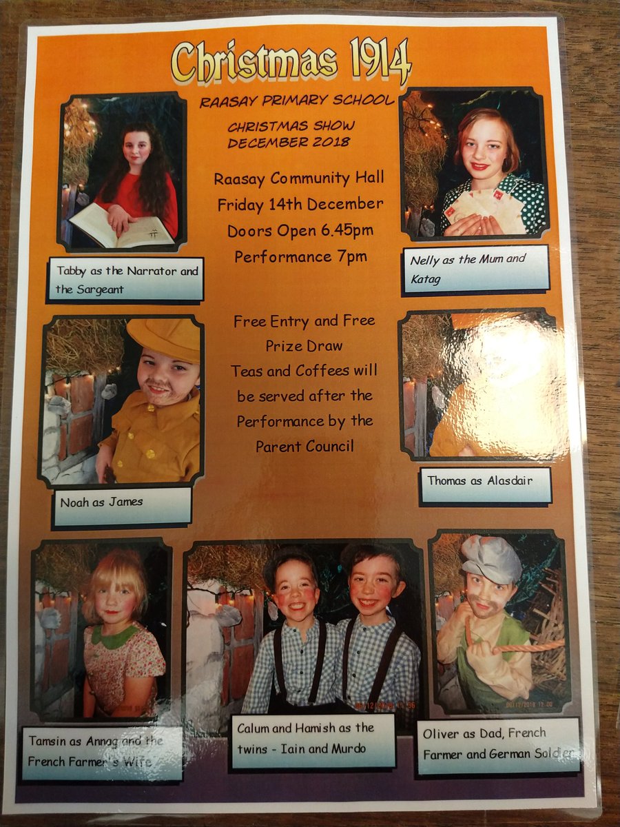All eyes on #Raasay this weekend as the annual Raasay Primary School Christmas Play takes place on Friday night. Doors open at 1845 and admission is FREE!