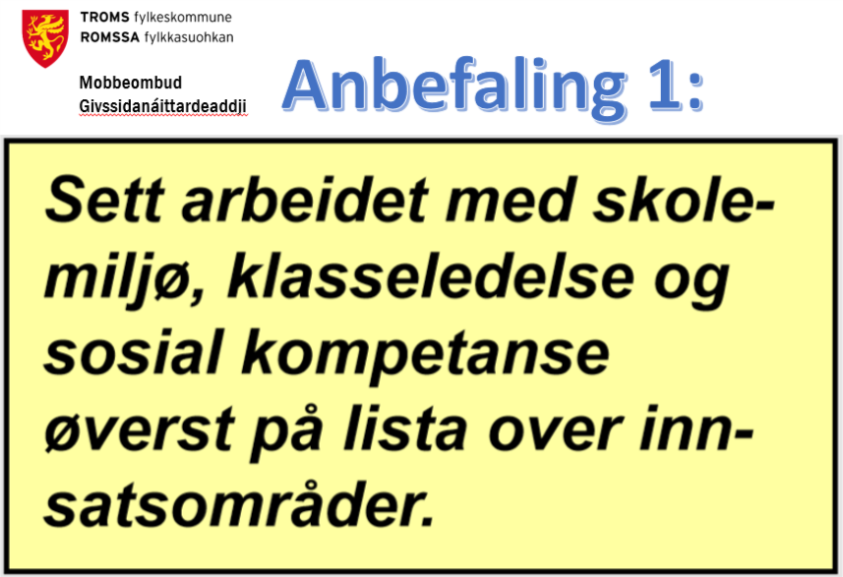 Anbefaling 1 fra Mobbeombudets årsrapport:
Den enkelte skoleeier/skoleleder bør i enda større grad sikre at alle som jobber i skolen har kunnskap om forebygging og håndtering av mobbeproblematikk. #skole #mobbing #barnogungdom