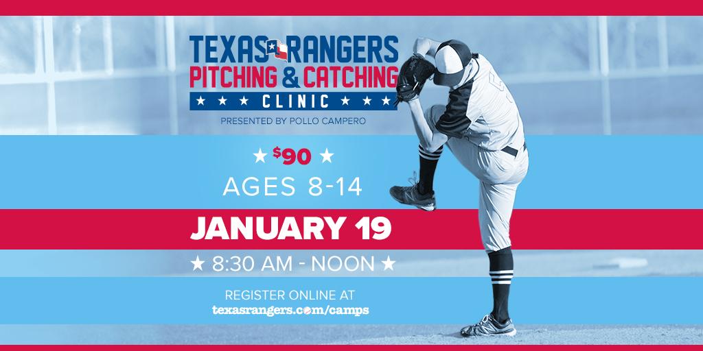 Future pitchers and catchers report on 1/19.   texasrangers.com/camps https://t.co/1AsuuQOSUp