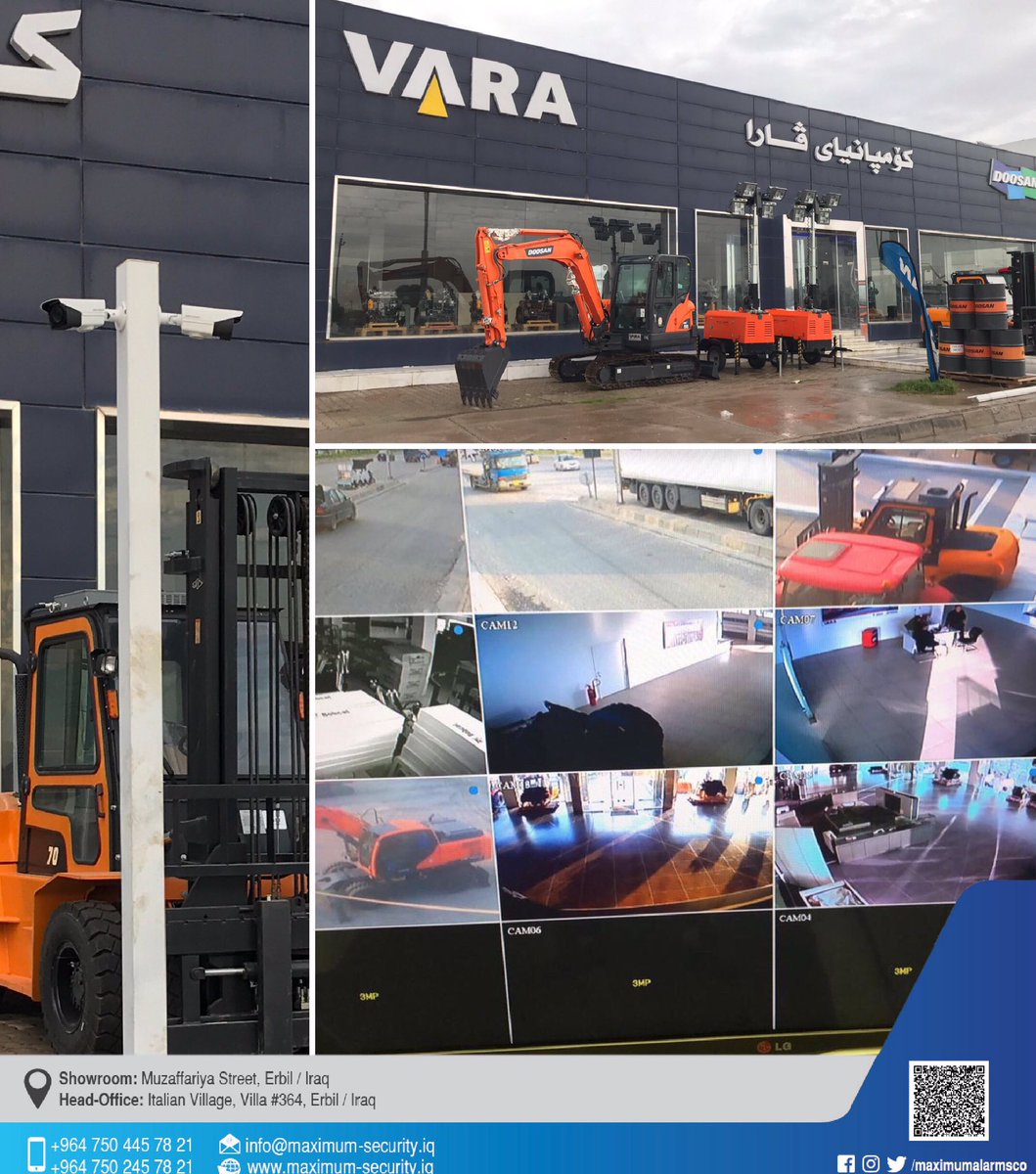 maximumalarmsco's tweet photo. * Successfully accomplished; #CCTV works for @vara_company DOOSAN Showroom in Erbil. * تم اكمال اعمال كاميرات المراقبة لمعرض شركة ڤارا - دووسان Contact us through : +9647504457821 https://t.co/GpExgeDeyE