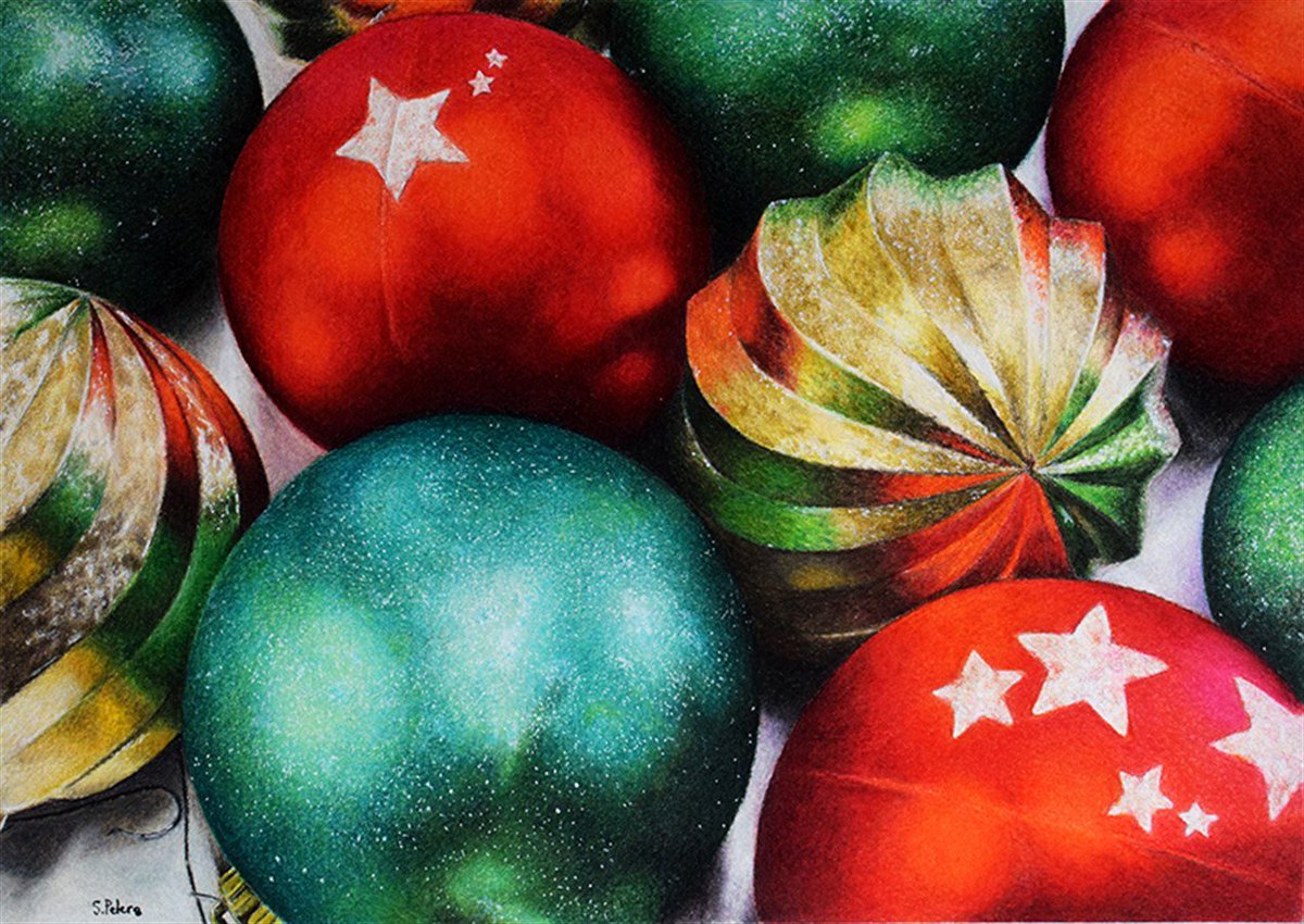 Christmas baubles on <a href="/CansonPaper/">Canson</a> by Stefan Peters to brighten up a Monday morning! painte.rs/2Pz0GKC