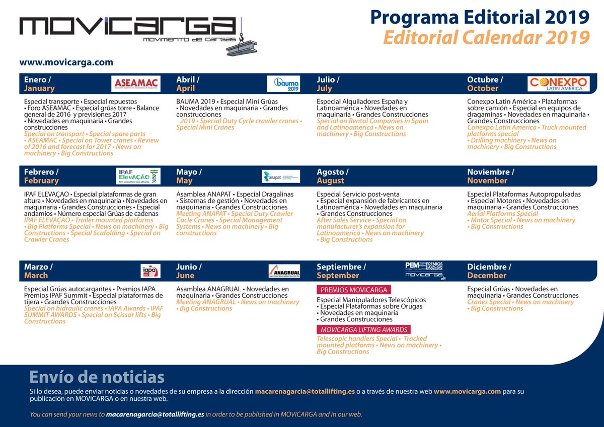 movicarga1's tweet image. YA ESTÁ DISPONIBLE EL NUEVO #PROGRAMAEDITORIAL 2019, HAY PUEDEN CONSULTAR TARIFAS, MEDIDA DE #BANNER, PROXIMOS #FERIAS Y #EVENTOS Y MUCHO MAS!!!
 MOVICARGA.COM 
PINCHANDO EN PUBLICIDAD O BIEN EN EL LINK movicarga.com/images/publici…