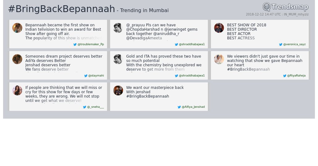 TrendsMumbai's tweet photo. #bringbackbepannaah is now trending in #Mumbai

https://t.co/3q8wxfmI9v https://t.co/3pwgAoeQvr
