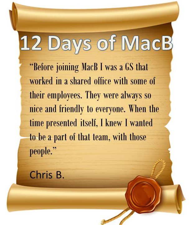 MacB_Careers's tweet photo. #Day2 of our #12DaysofMacB featuring Chris from our Shalimar office! Chris said that he joined MacB because of the people. We couldn't agree with you more Chris, we have amazing people on our team! #WhyMacB #MacBPeople #JoinOurTeam https://t.co/H2shUkLohi