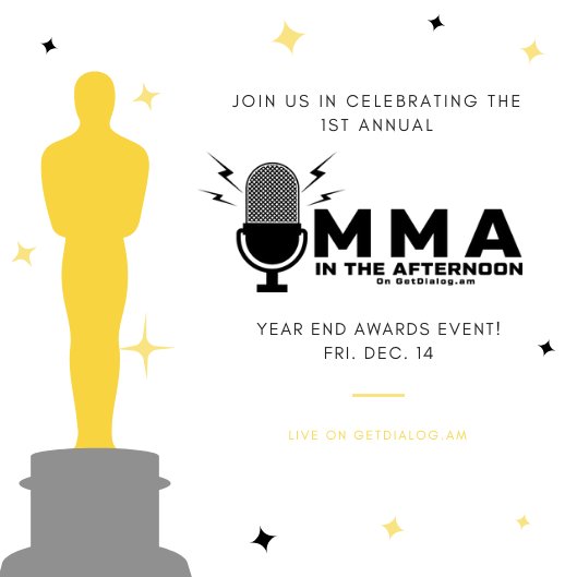 CraigAllenFNP's tweet image. This Friday on #dialog, the #MMA in the Afternoon crew are set to host our 1st annual year-end awards show! Ty O&apos;Keefe and I will poll to see what you&apos;re thinking with regards to &quot;Top Promotion&quot;, &quot;Fight of the Year&quot;, etc. with results and awards given out on air! #Awards